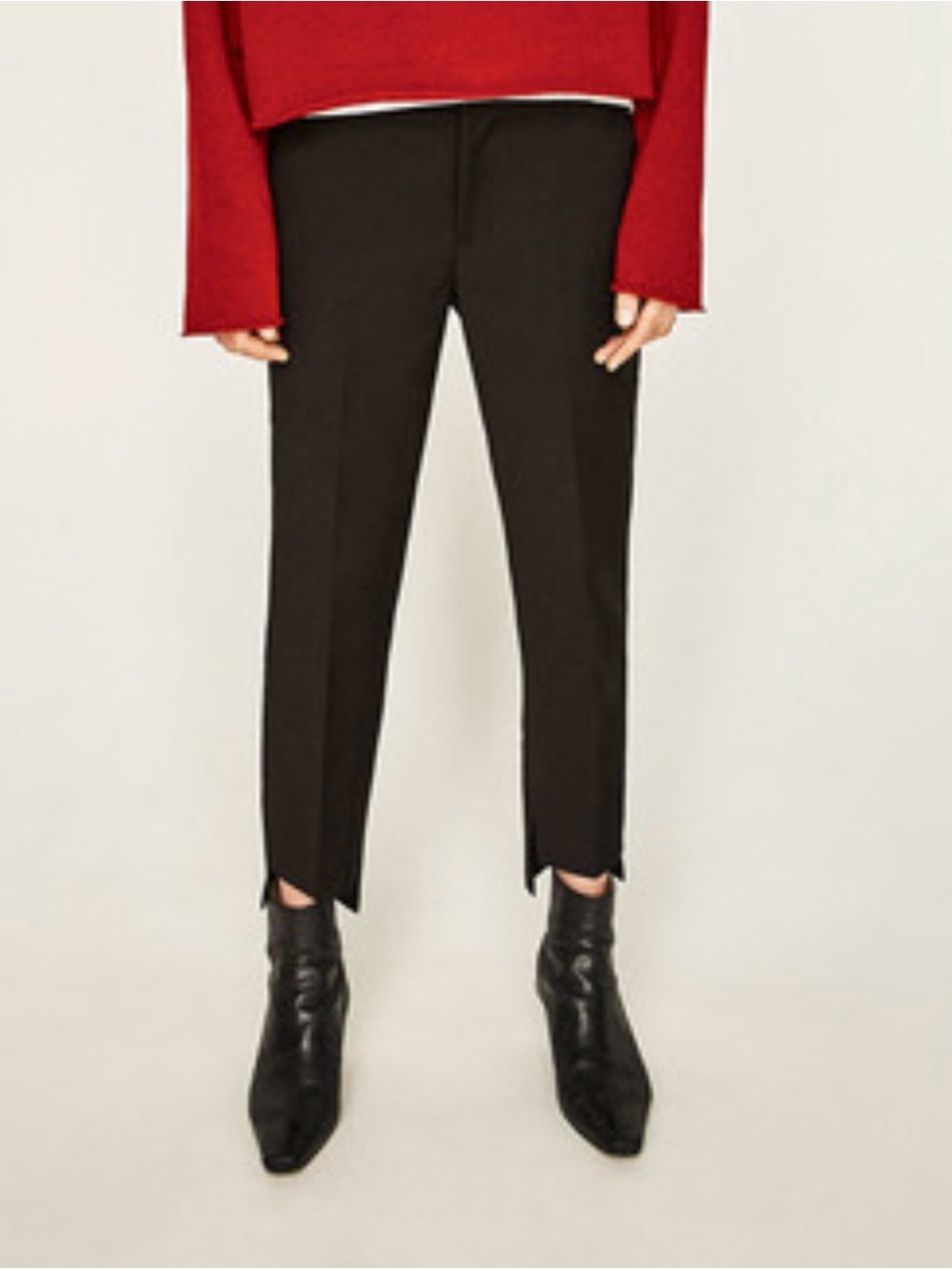 Zara Woman Black Asymmetric Hem Trousers